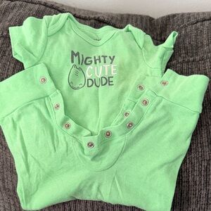 Carter's Light Green Mighty Cute Dude Bodysuit